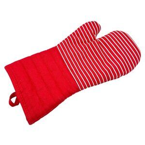 Real Living Oven Mitt Red White Grip Stripes Heat-Resistant Kitchen Accessory